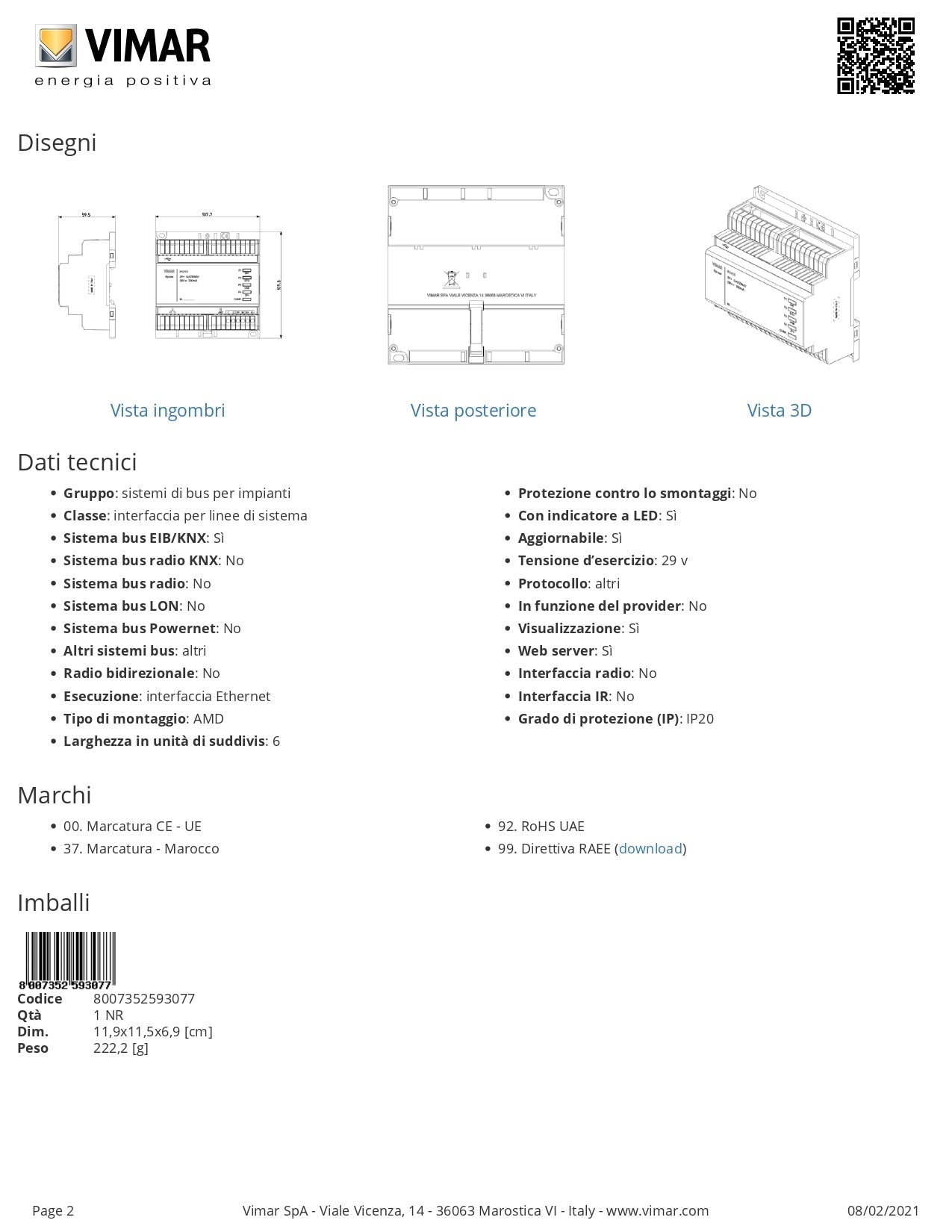 VIMAR   01415   GATEWAY INTEGRAZIONE PER VIDEOCITOFONO 2 FILI My Store