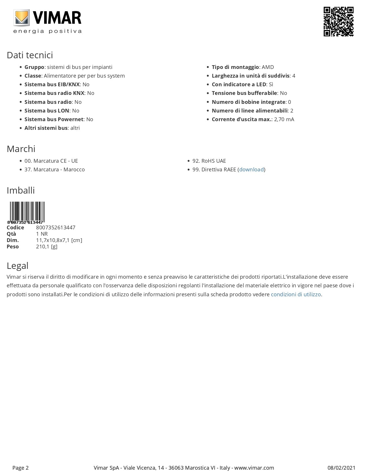 VIMAR    01418    REGOLATORE DOMOTICO 2 OUT200W LED120-240V My Store