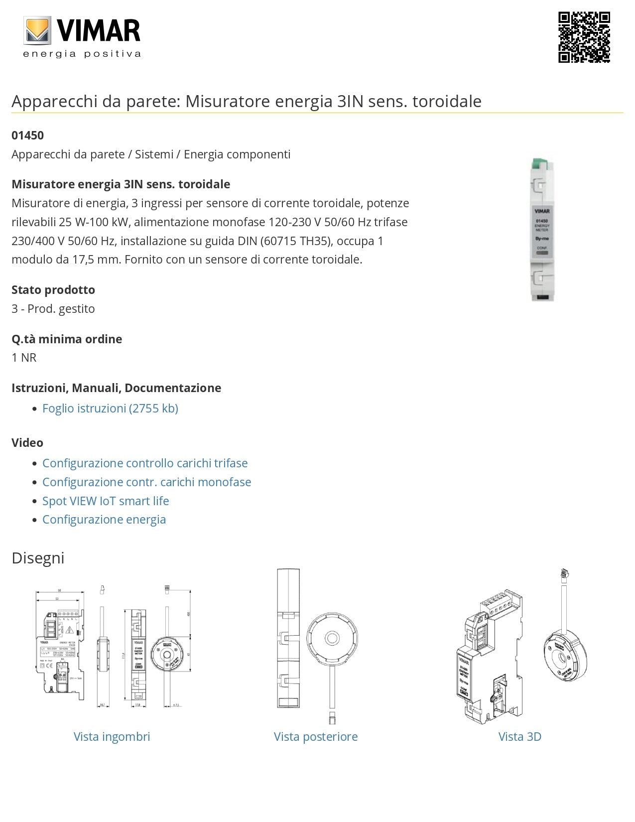 VIMAR   01450    MISURATORE DI ENERGIA 3 INGRESSI My Store