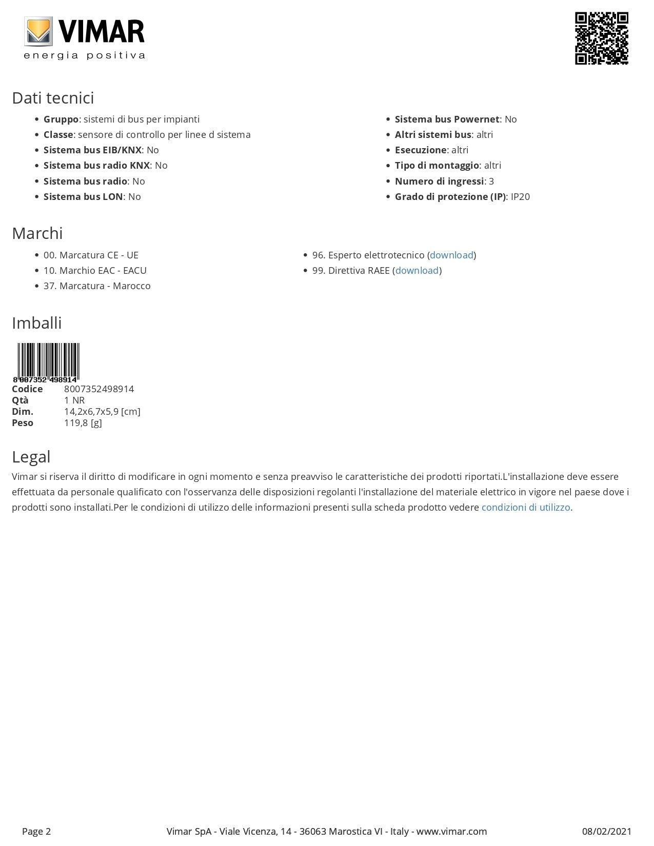 VIMAR   01450    MISURATORE DI ENERGIA 3 INGRESSI My Store