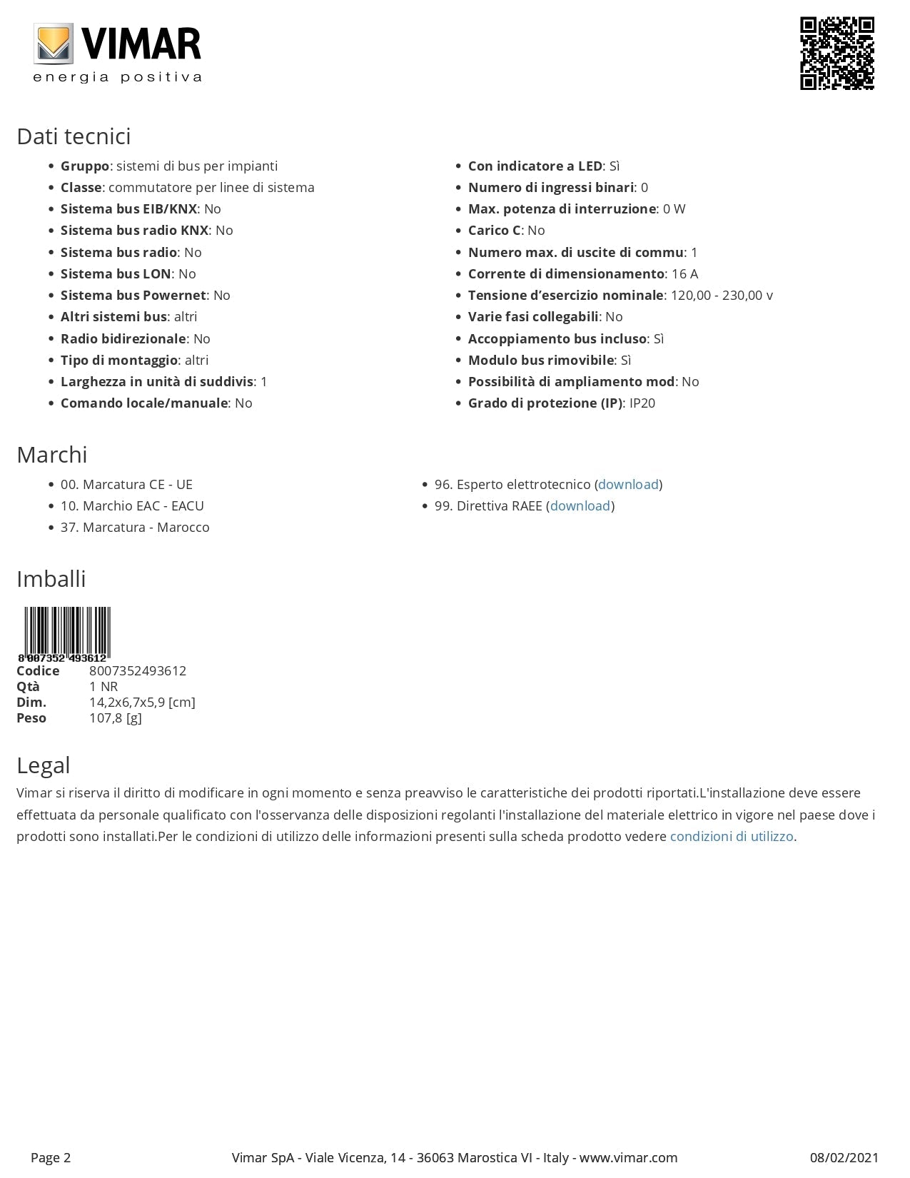 VIMAR   01456    ATTUATORE USCITA A RELE SENSORE CORRENTE My Store