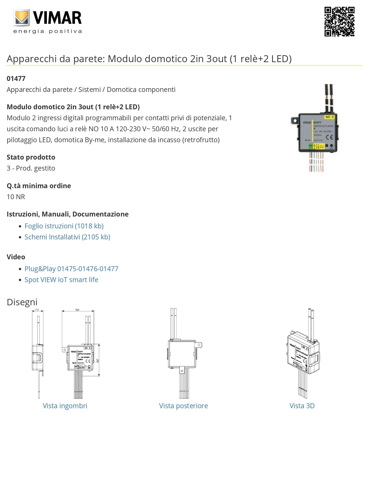 VIMAR    01477   MODULO DOMOTICO 2 INGRESSI 3USCITE BY_ME My Store