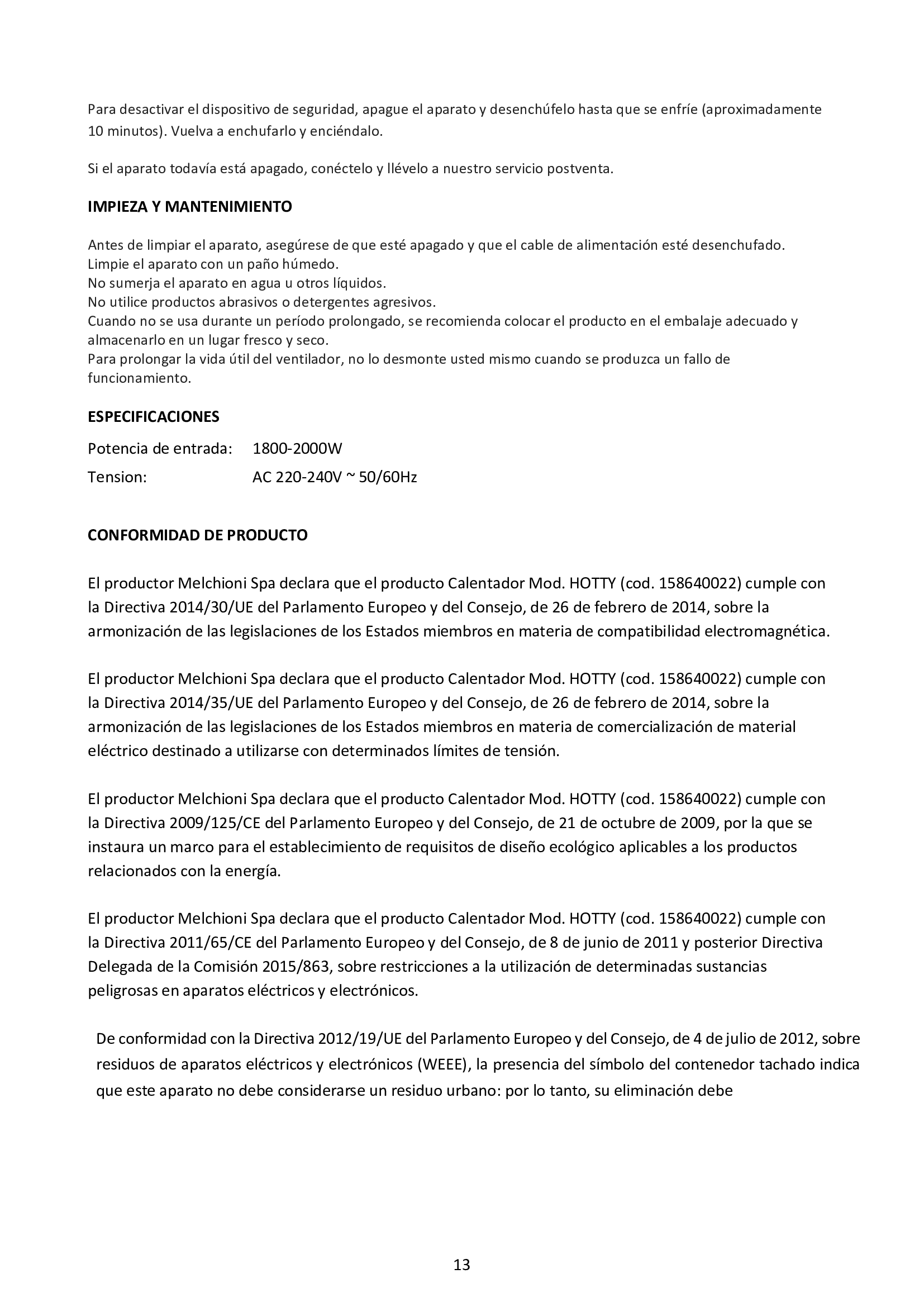 MELCHIONI     158640022    TERMOVENTILATORE FAMILY HOTTY My Store