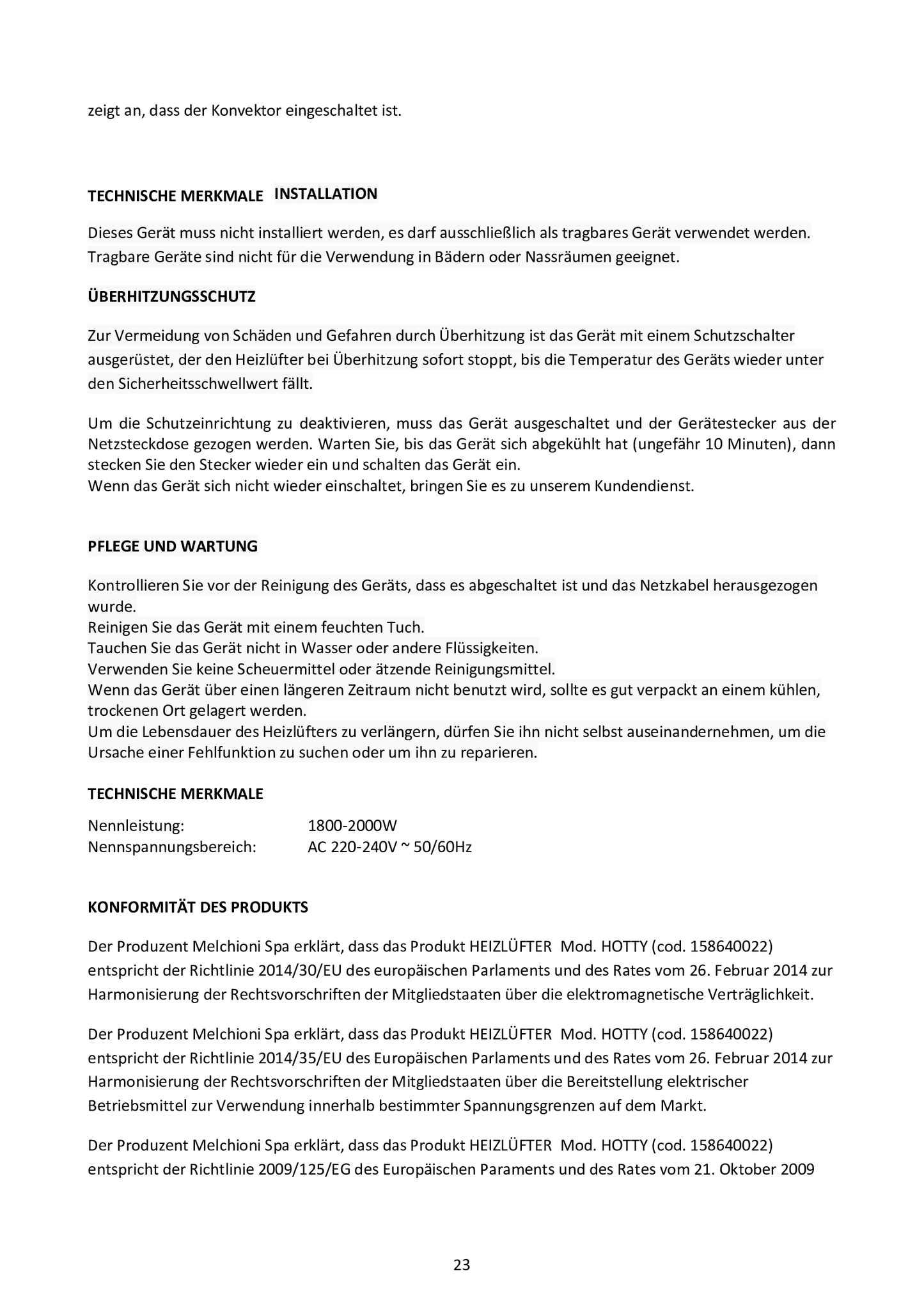 MELCHIONI     158640022    TERMOVENTILATORE FAMILY HOTTY My Store