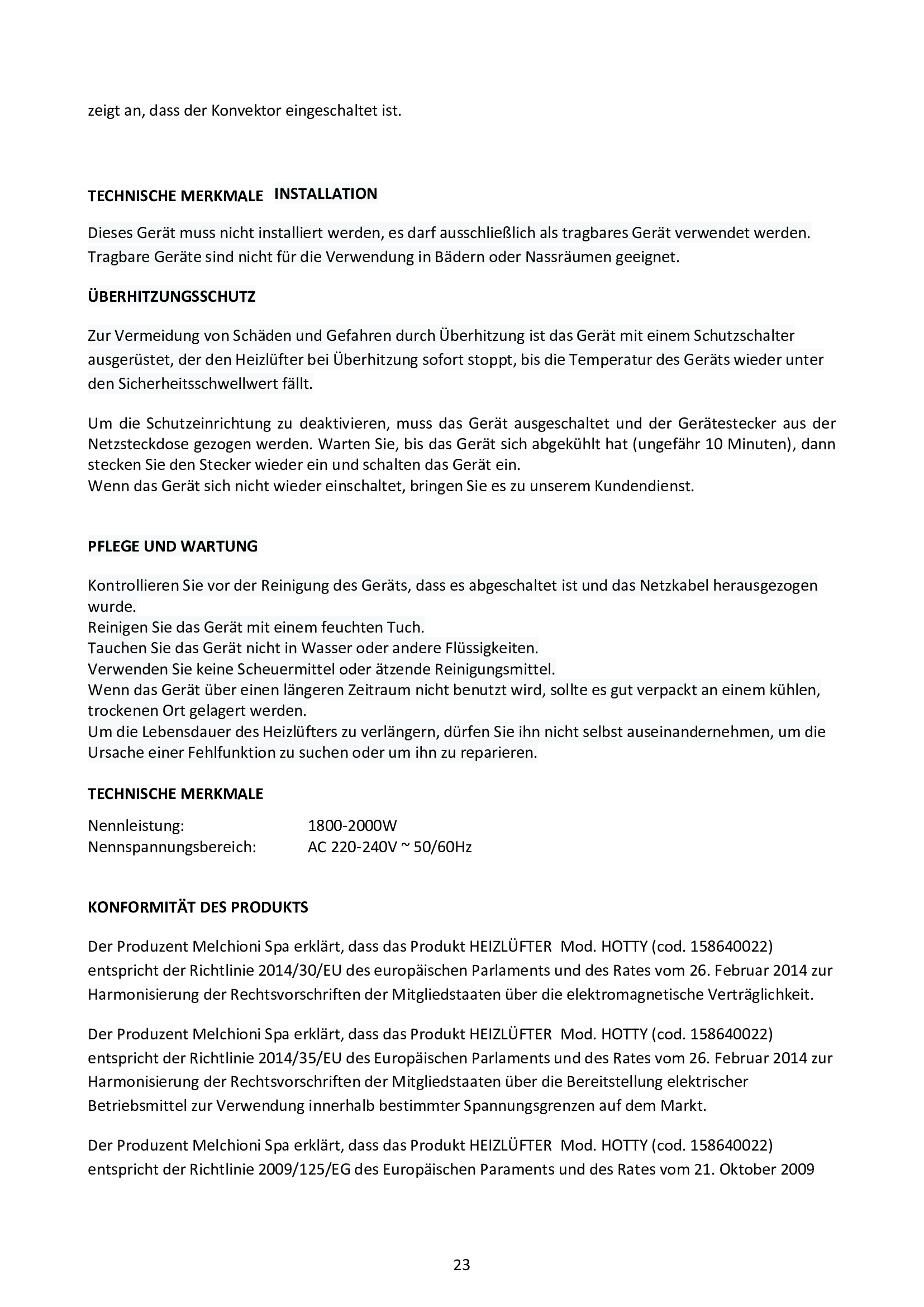 MELCHIONI     158640022    TERMOVENTILATORE FAMILY HOTTY My Store