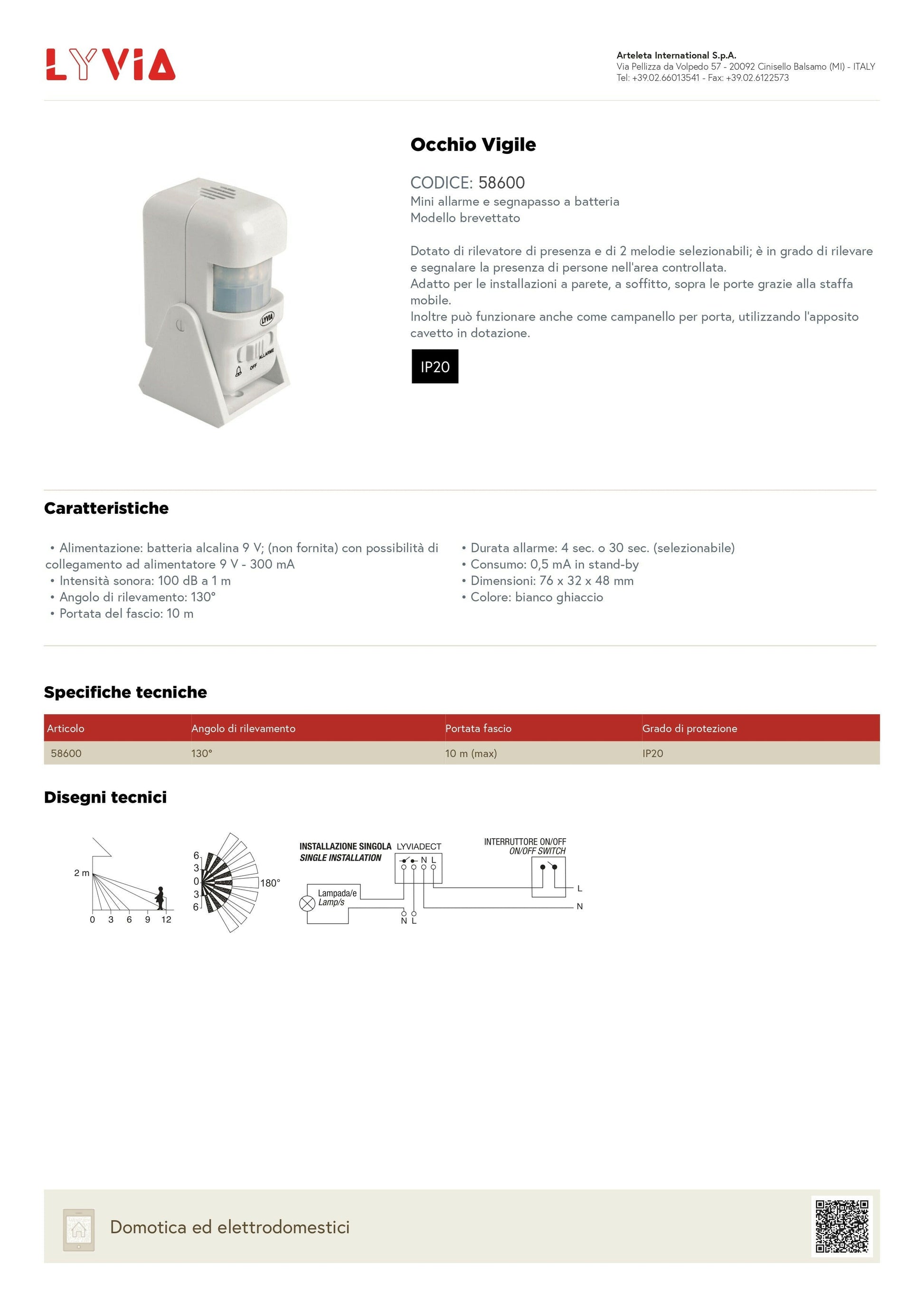 ARTELETA  58600   ALLARME PORTATILE OCCHIO VIGILE My Store