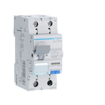 HAGER    ADA820H       INTERRUTT. MAGNET. DIFFER. 1P+N 20A My Store