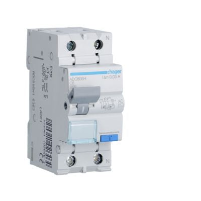 HAGER     ADC806H      INTERRUT MAGNET. DIFFER. 1P+N 6A 4,5KA My Store