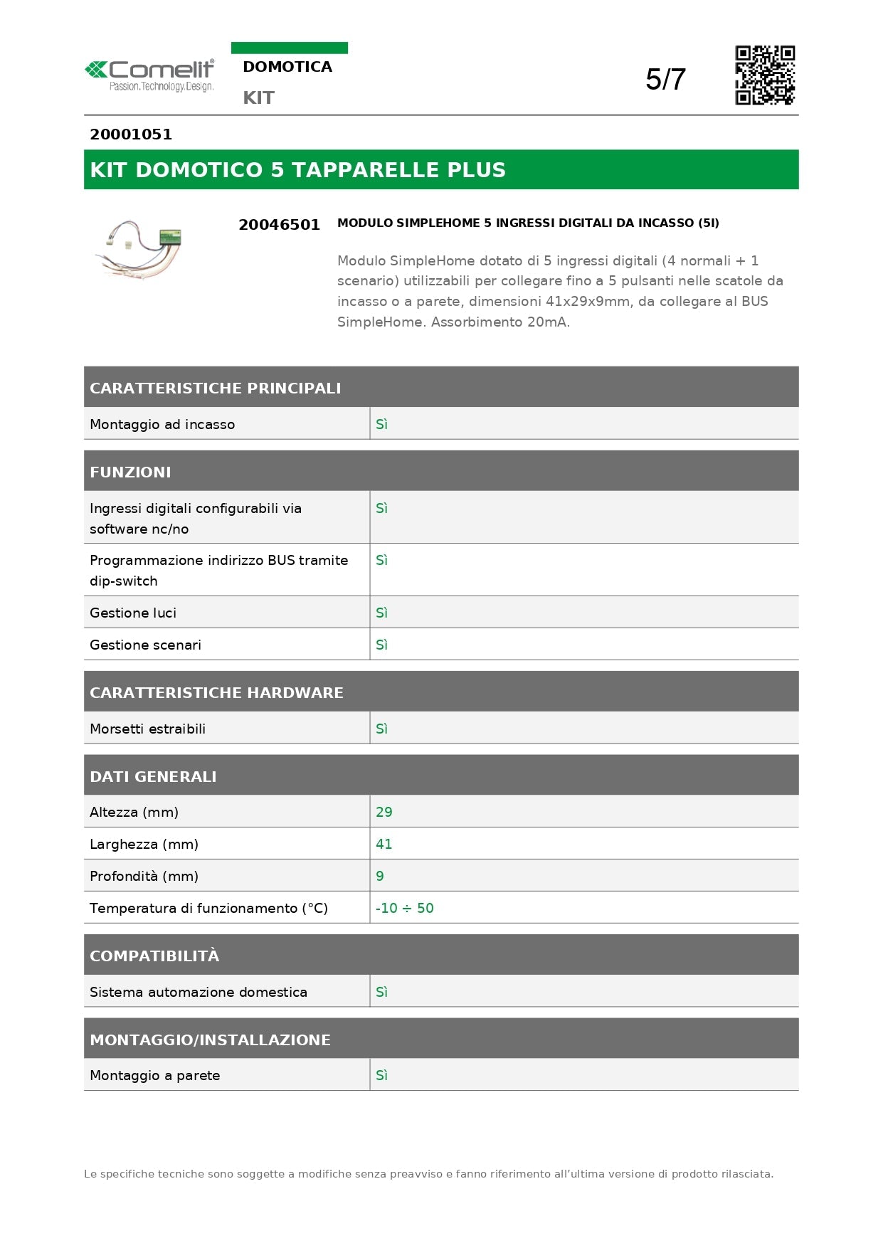 COMELIT   20001051    KIT DOMOTICO PER CONTROLLO TAPPARELLE 230VAC My Store