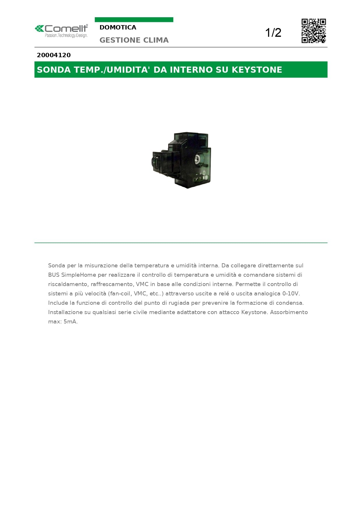 COMELIT   20004120    SONDA DI TEMPERATURA DI UMIDITA My Store