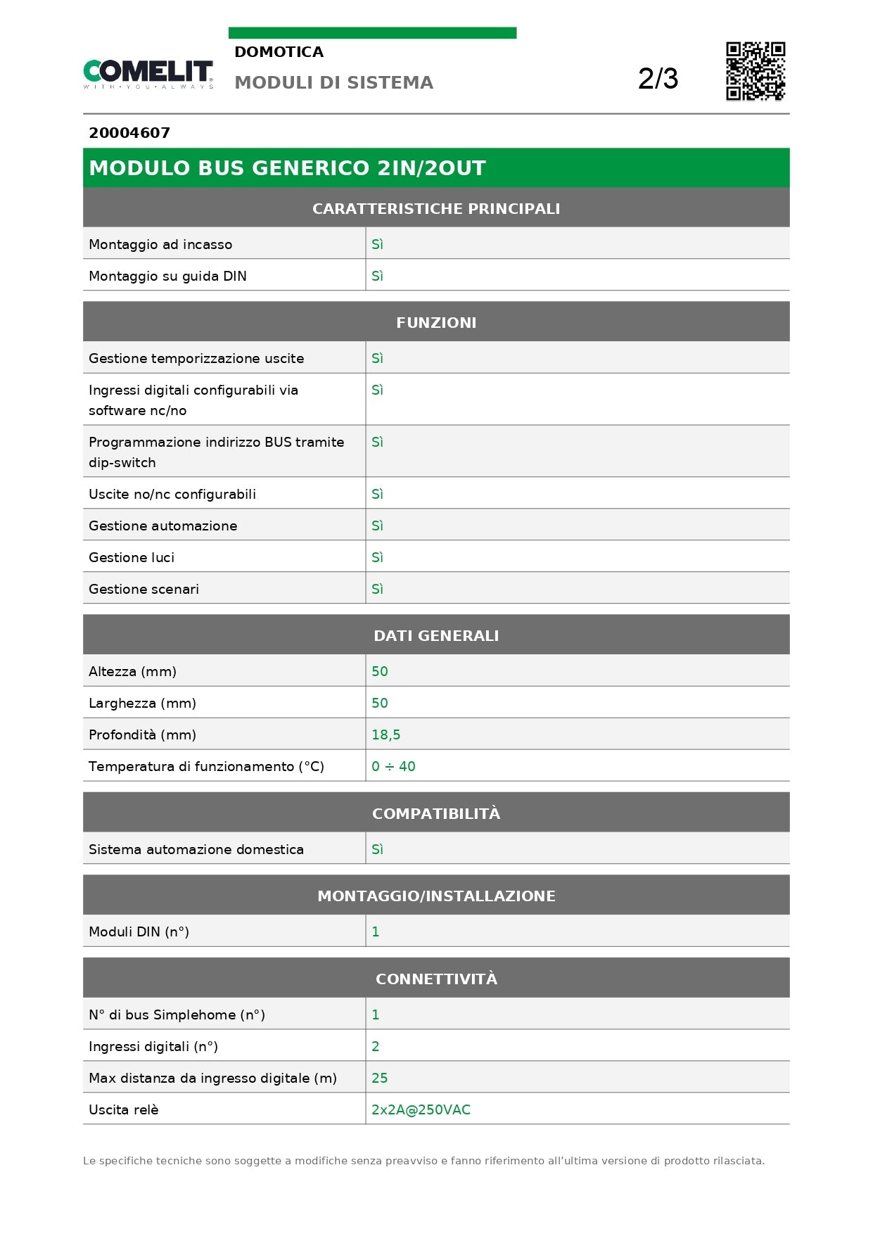 COMELIT   20004607    MODULO DOMOTICO BUS GENERICO My Store