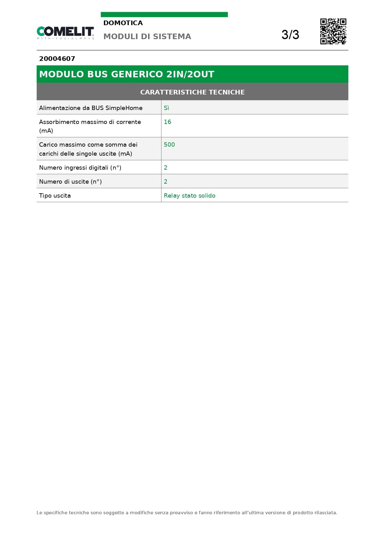 COMELIT   20004607    MODULO DOMOTICO BUS GENERICO My Store