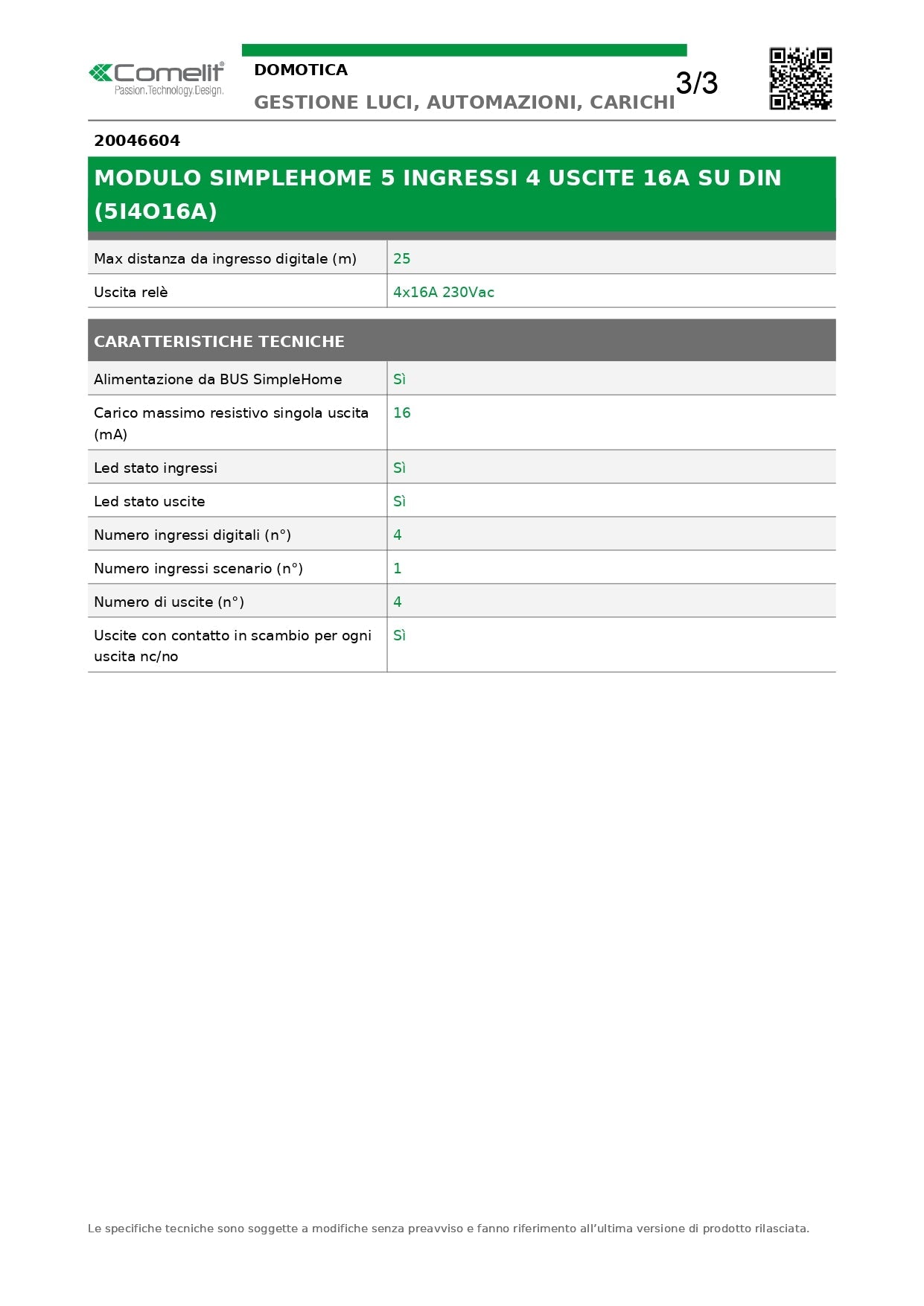 COMELIT   20046604    MODULO SIMPLEHOME DOTATO DI 5 INGRESSI OPTOISOLATO My Store