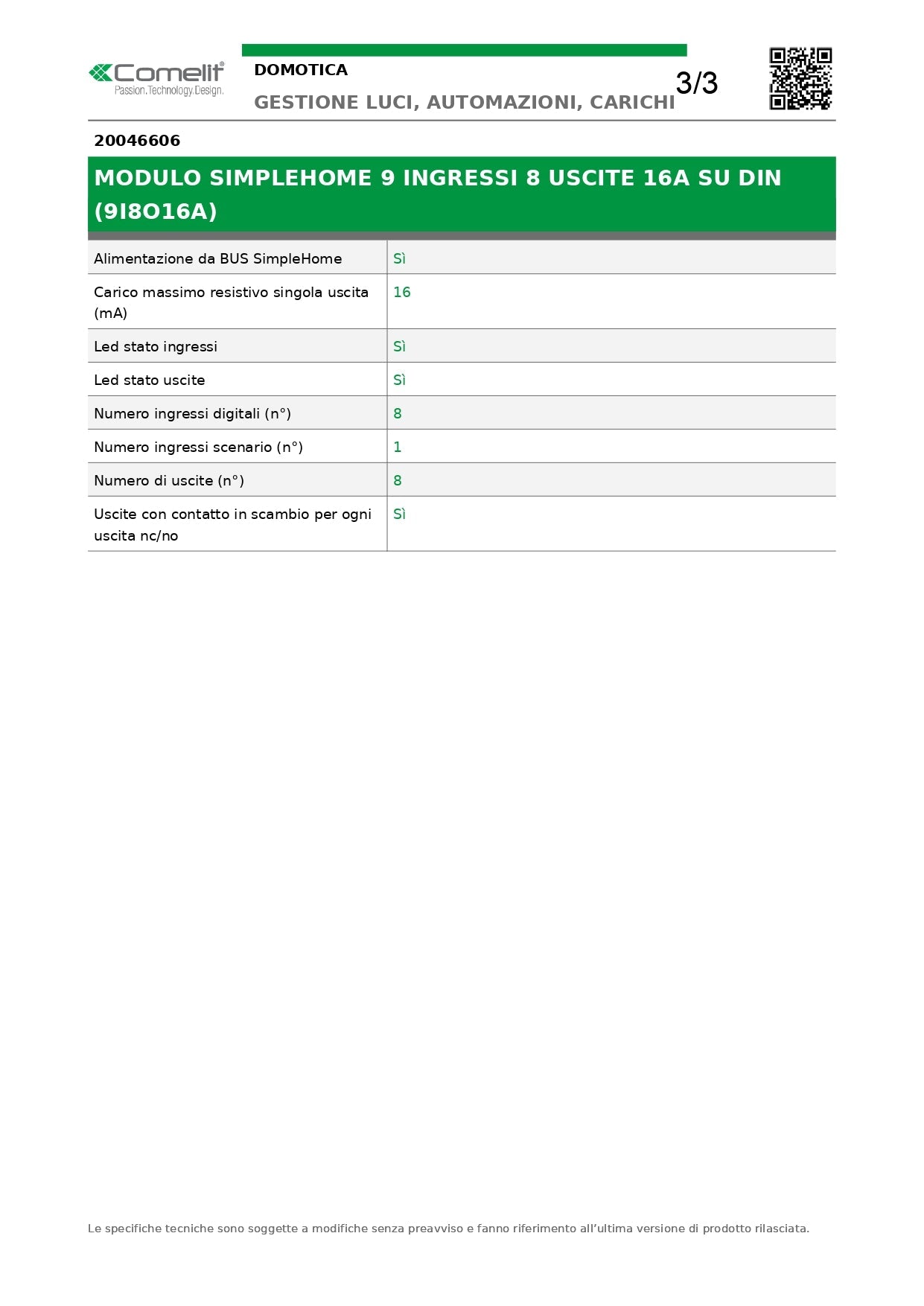 COMELIT   20046606    MODULO SIMPLEHOME 9 INGRESSI OPTOISOLATO My Store
