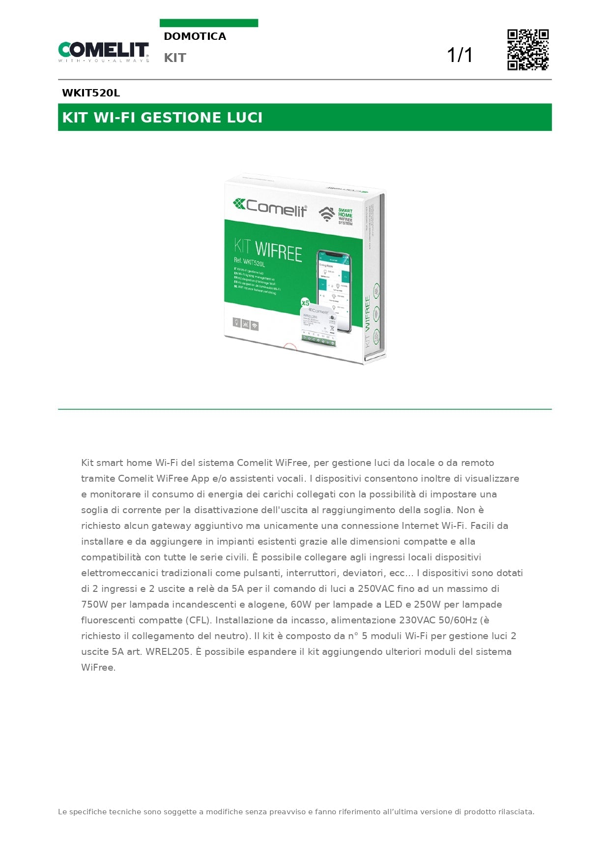 COMELIT  WKIT520L    KIT SMART GESTIONE LUCE WI-FI My Store