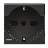 BTICINO   HS4140/16    SERIE AXOLUTE PRESA BIPASSO/SCHUKO 2P+T 10/16A ANTRACITE My Store