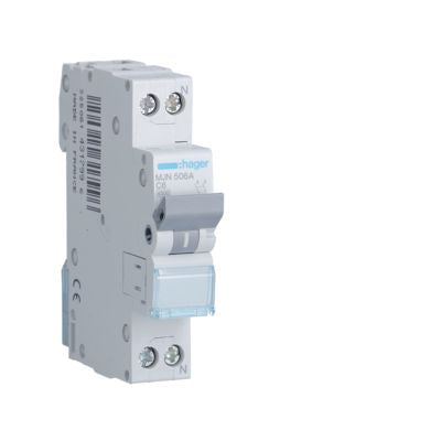 HAGER     MJN506A       INTERRUTT. MAGNETOT. 1P+N 6A 4,5KA CURVA C My Store