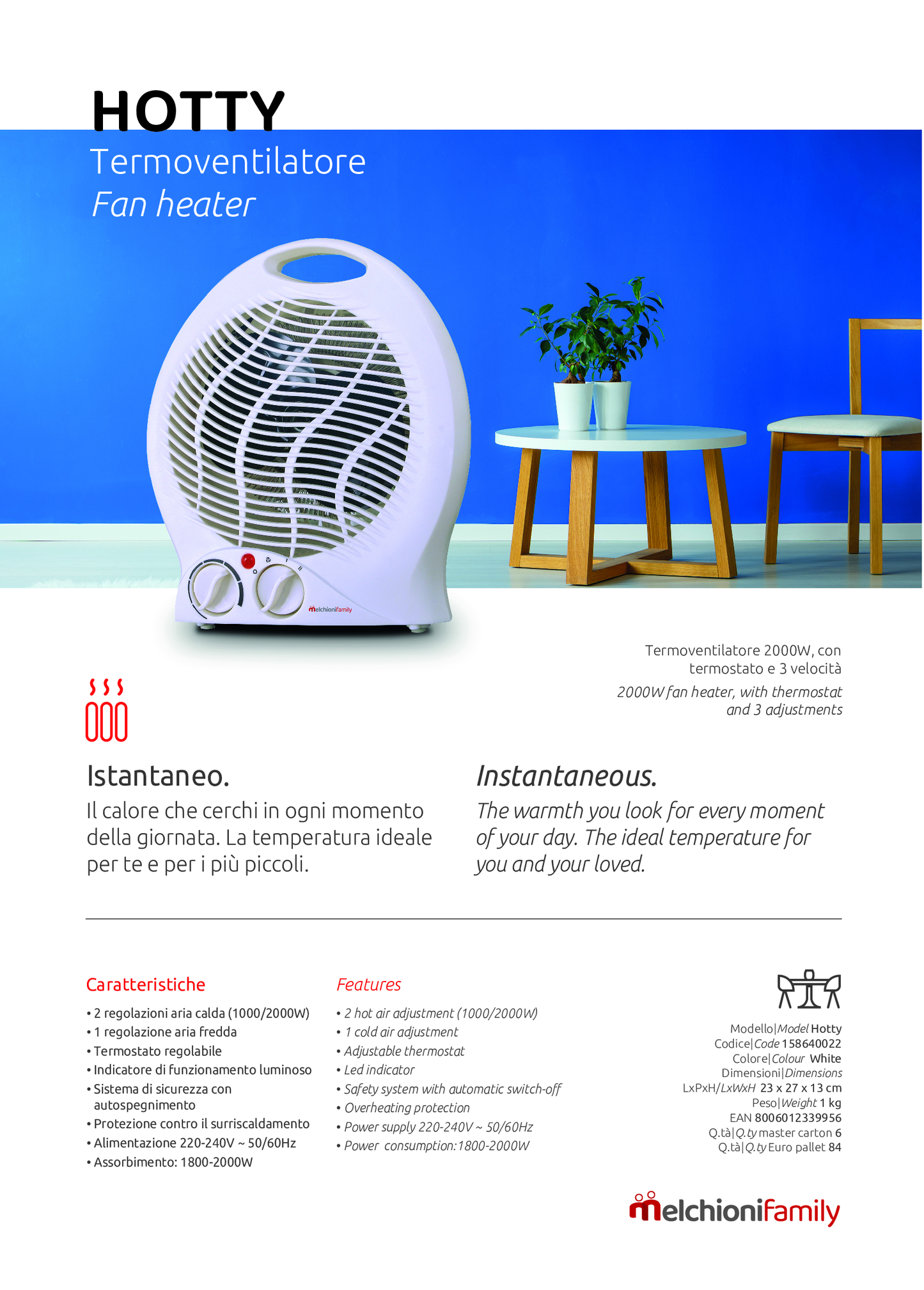 MELCHIONI 158640022 TERMOVENTILATORE FAMILY HOTTY