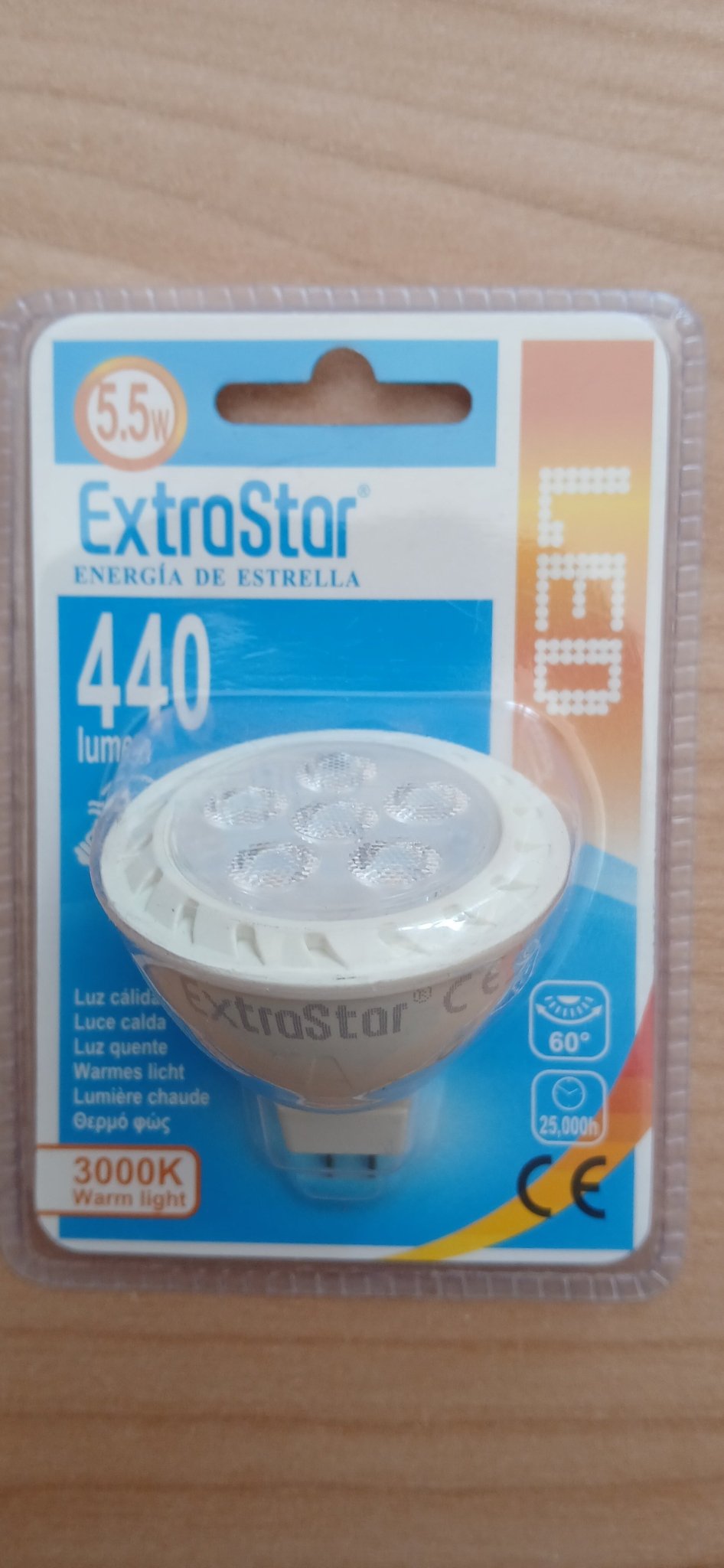 Lampada LED MR16 Bispina EXTRASTAR - Luce Calda 3000K 440 Lumen - Gieffeshop LAMPADA My Store