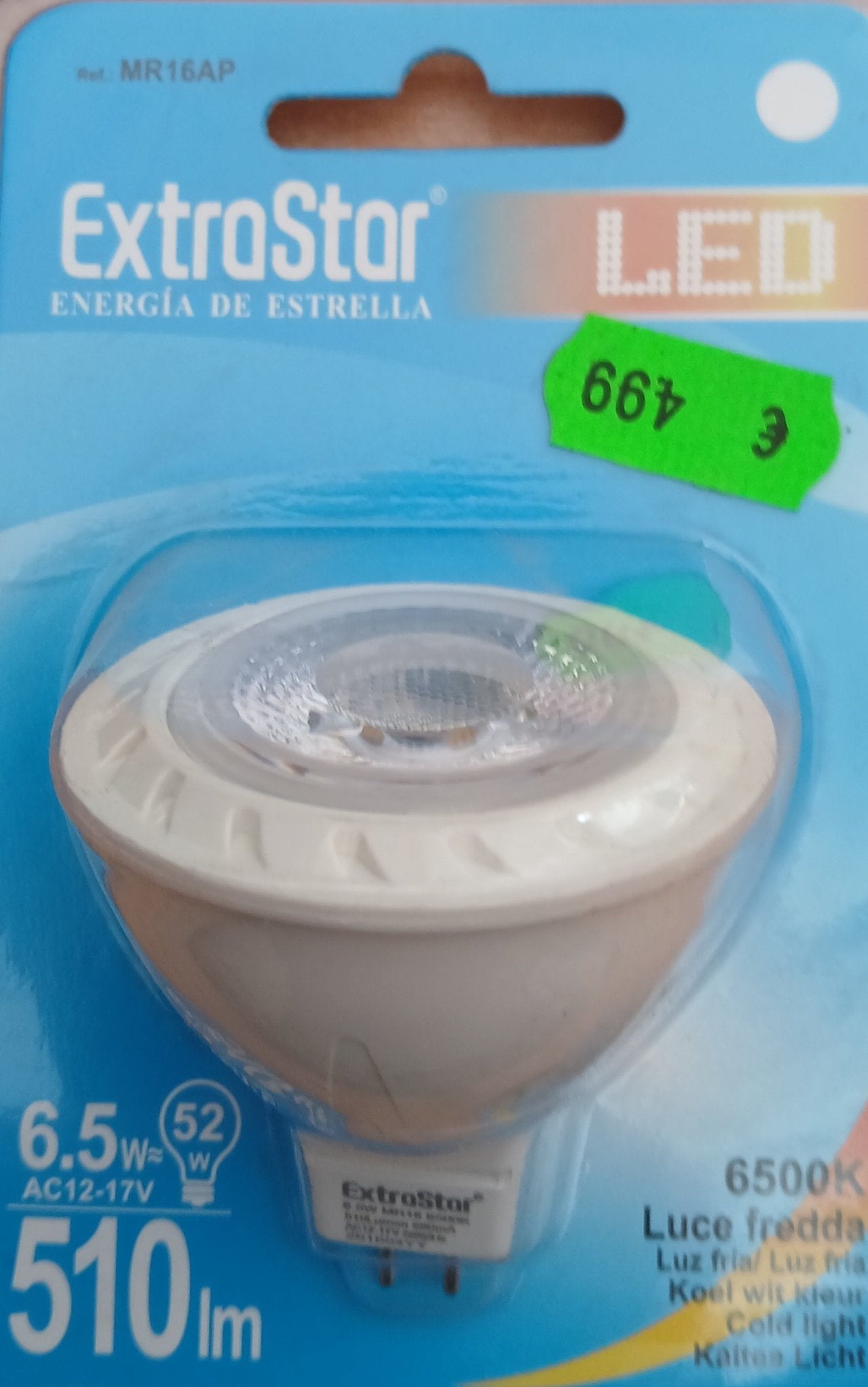 Lampada LED MR16 GU5.3 6.5W EXTRASTAR - Luce Fredda 6500K 510 Lumen - Gieffeshop LAMPADA My Store