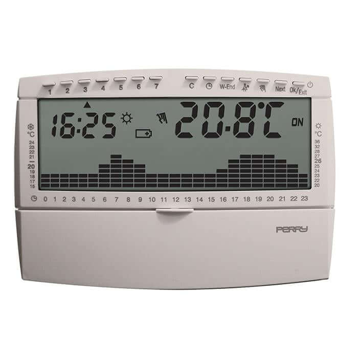 PERRT CR018BS CRONOTERMOSTATO DIGITALE PARETE SETTIMANALE LCD - Gieffeshop Termostato My Store
