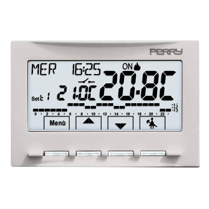 PERRY CDS29 CRONOTERMOSTATODIGITALE SETTIMANALE INCASSO LCD - Gieffeshop Termostato My Store