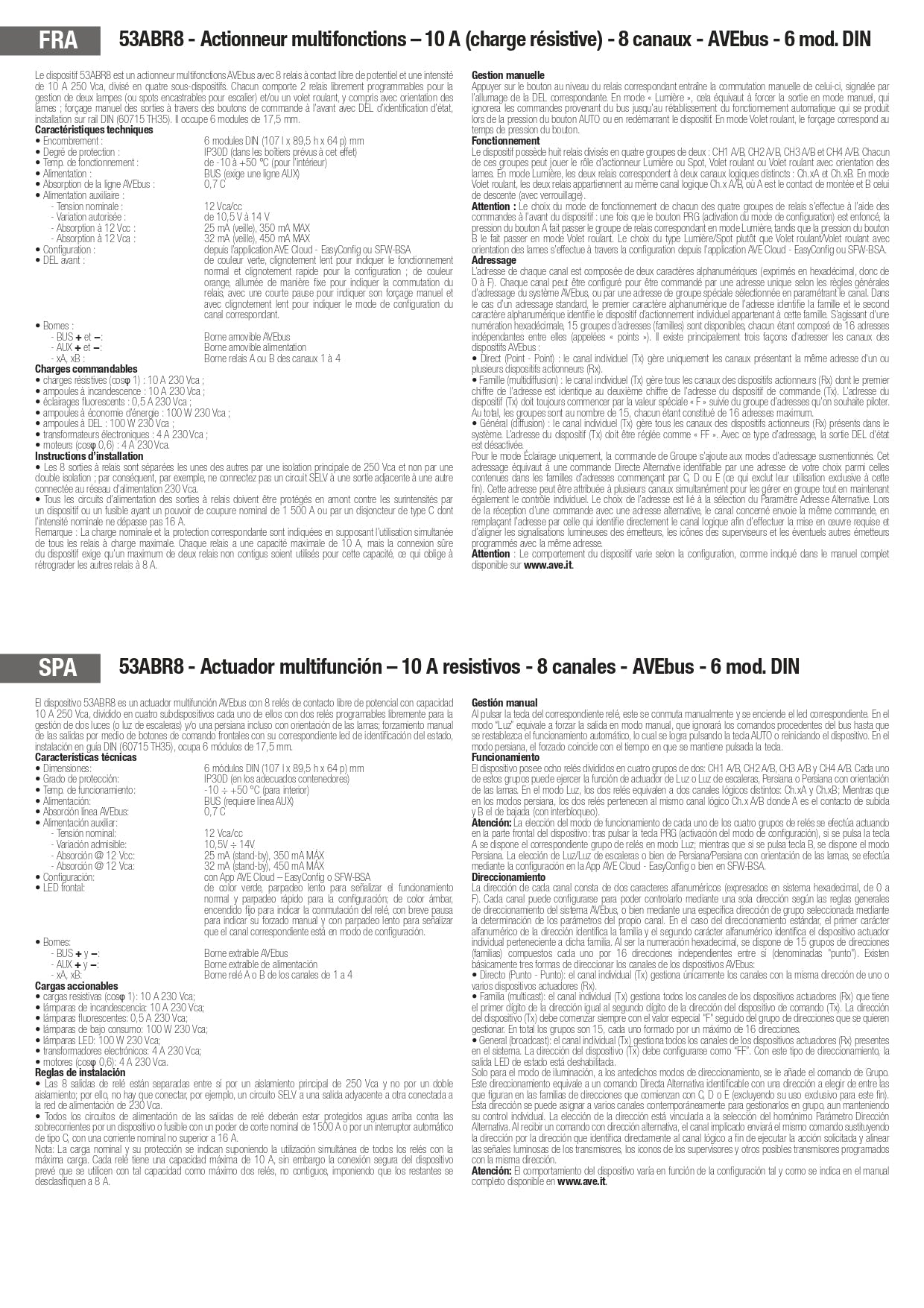 AVE   53ABR8    ATTUATORE MULTIFINZIONE 8 CANALI My Store