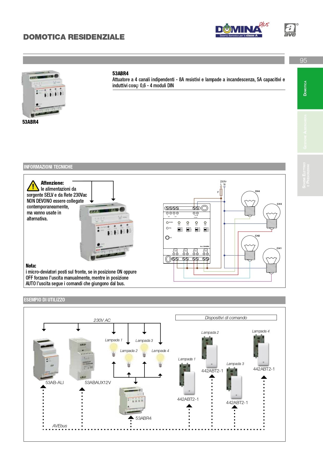 AVE   53ABR4    RICEVITORE BUS 4 USCITE RELE My Store