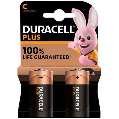 Batterie Duracell Plus 100 Mezzatorcia LR14 1,5V - Confezione 2 Pezzi - Gieffeshop BATTERIE Duracell