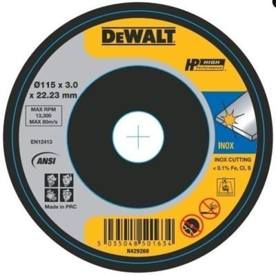 BLACK+DECKER DWA8062SIA - AE Disco Taglio High Performance 115mm Acciaio 1mm - Gieffeshop ATTREZZATURA LAVORO BLACK+DECKER