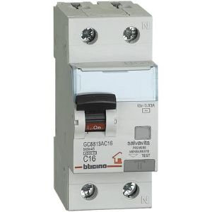 BTICINO GC8813AC16 INTERRUT. MAGNETOT, DIFFER. AC 1P+N 16A 4,5KA 30MA - Gieffeshop INDUSTRIALE My Store