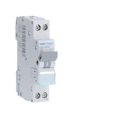 HAGER MJN525A INTERRUT. MAGNETOT. 1P+N 25A 4,5KA CURVA C - Gieffeshop INDUSTRIALE My Store