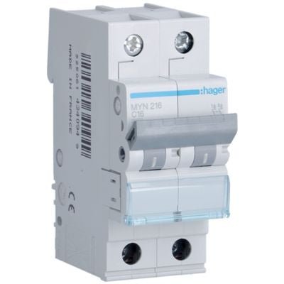 HAGER MYN225 INTERRUT. MAGNETOT. 2P 25A 4,5KA CURVA C - Gieffeshop INDUSTRIALE My Store